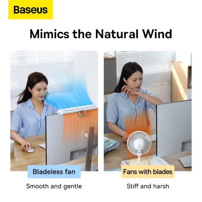 Baseus Refreshing Monitor Clip-On Computer Fan Stand-Up Desk Fan Mini Air Cooler Adjustable Angle For Office Household USB Fan 4