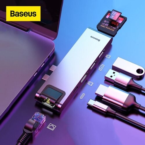 Baseus USB C HUB USB HUB to USB 3.0 HDMI-compatible Adapter for MacBook Pro Air HUB TB 3 Dock RJ45 USB Splitter Dual Type C HUB 1