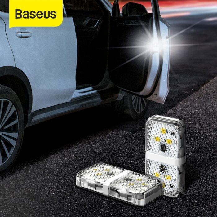 Baseus 4Pcs 6 LEDs Car Openning Door Warning Light Safety Anti-collision Flash Lights Wireless Magnetic Signal Lamp 1