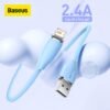 Baseus Liquid Silica Gel USB Cable 2.4A Charging Cable For iPhone 13 12 11 Pro Max Fast Data Charging Wire Cord Liquid Silica 1