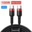 Baseus 100W USB C to USB Type C Cable for MacBook Pro Quick Charge 4.0 Fast Charging for Samsung Xiaomi mi 10 Charge Cable 10