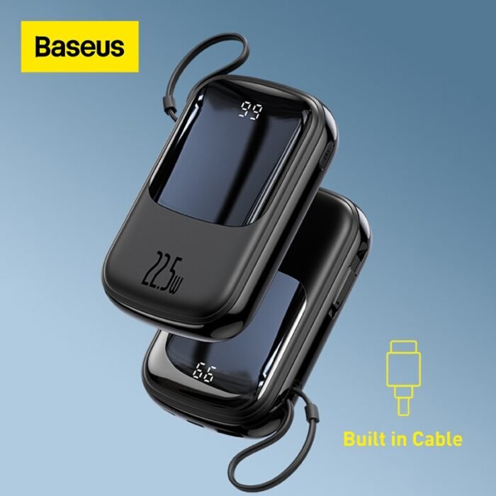 Baseus Power Bank 20000mAh PD Fast Charging Powerbank Built in Cables Portable Charger External Battery Pack For Phone 1