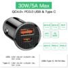 Baseus 30W Car Charger QC 4.0 QC 3.0 For Xiaomi Huawei Supercharge SCP Samsung AFC PD Fast Charging For IP USB C Phone Charger 4