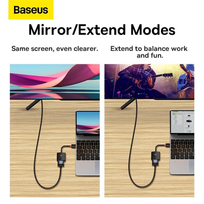 Baseus 1080P HDMI-Compatible to VGA Adapter HD Digital Male To Female Cable Converter for Xbox PS5 PS4 TV Box Laptop Projector 3