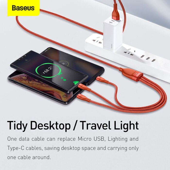 Baseus 3 in 1 USB Type C Cable for Xiaomi Samsung 5A Fast Charging Data Cable for iPhone 11 Pro Phone Charger Micro USB C Cable 2