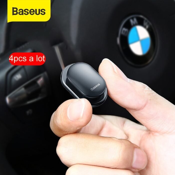 Baseus 4Pcs Car Hooks Organizer Storage for USB Cable Headphone Key Storage Self Adhesive Wall Hook Hanger Auto Fastener Clip 1