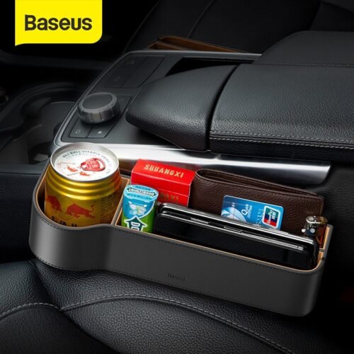 Baseus Universal Leather Car Organizer Auto Seat Gap Storage Box For Pocket Organizer Wallet Cigarette Keys Phone Holders 1