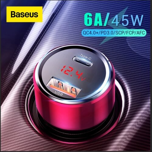 Baseus 45W Car Charger QC 4.0 3.0 For Xiaomi Huawei Supercharge SCP Samsung AFC Quick Charge Fast PD USB C Portable Phone Charge 1