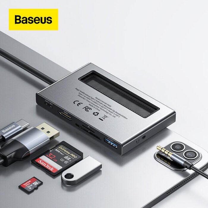 Baseus USB HUB C HUB to HDMI-compatible USB 3.0 100W PD Port For iPad Pro 2020 6 in 1 USB-C USB HUB Adapter For MacBook Pro Air 1