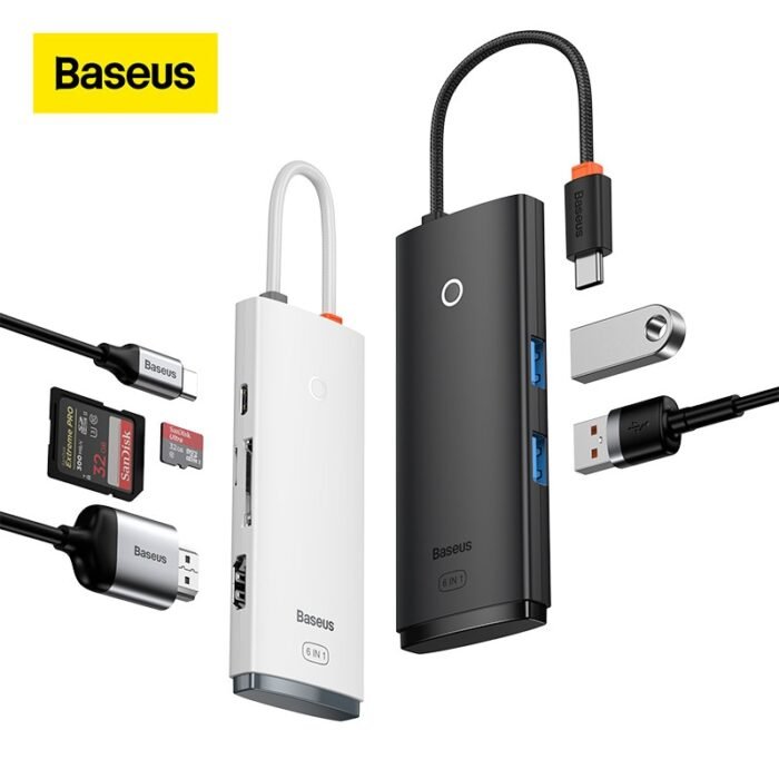 Baseus USB Type C HUB to HDMI-compatible USB 3.0 Adapter 6 in 1 Type C HUB Dock for MacBook Pro Air USB C Splitter 1