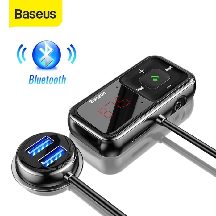 Baseus Car FM Modulator Bluetooth Adapter FM Transmitter 3.1A USB Car Charger Bluetooth 5.0 Aux Wireless Audio MP3 Player 1