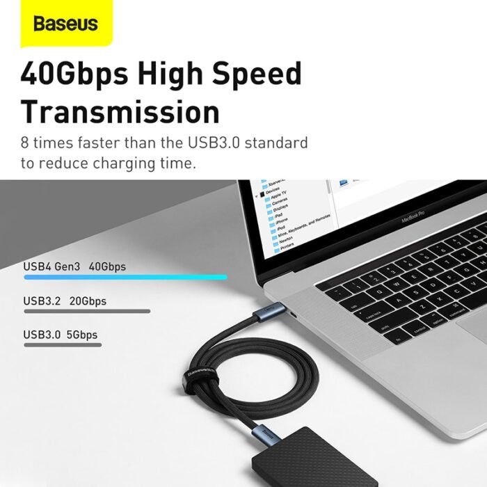 Baseus USB C Cable 100W USB 3.0 4.0 40Gbps 8K@60Hz Fast Charging PD Cable for MacBook Pro iPad Pro USB Type C Charger Data Cable 3