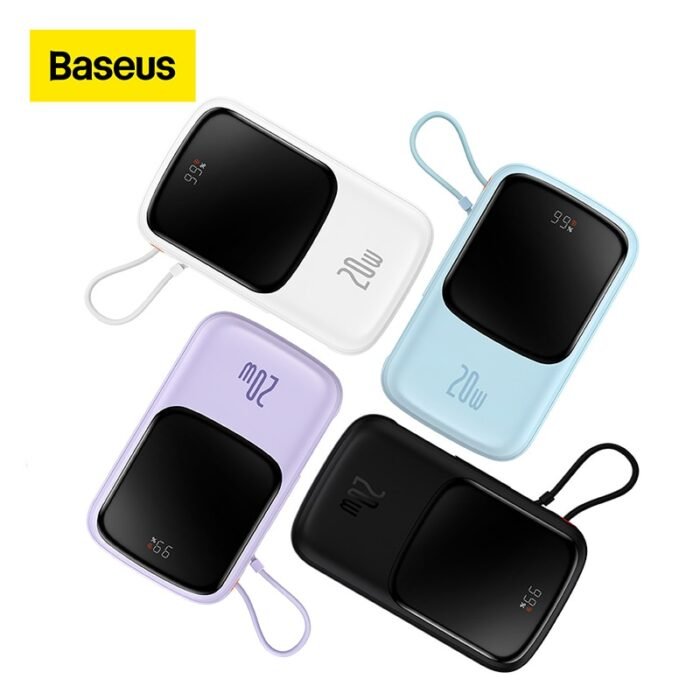 Baseus Power Bank Fast Charging with Built-in Cable, Digital Display Battery Capacity, 22.5W For Type-C Phone, 20W For iPhone 1