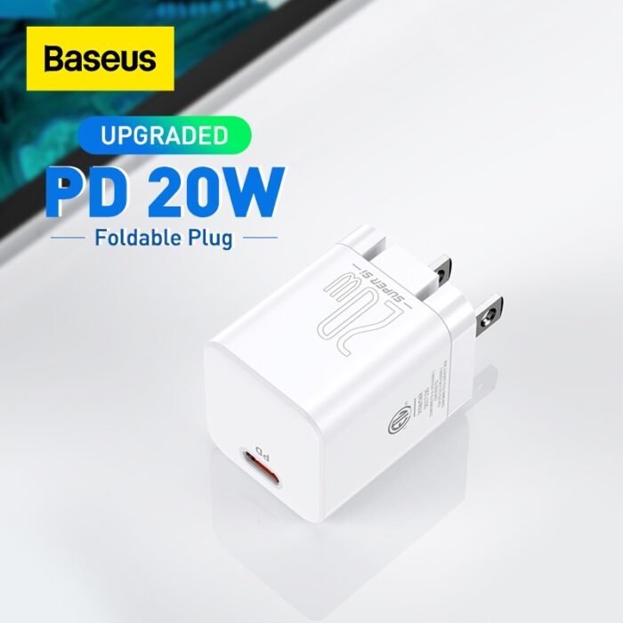 Baseus USB C Charger 20W US Plug Foldable Adapter For iPhone 13 Pro Max Type C PD Fast Charging Travel Wall Phone Charger 1