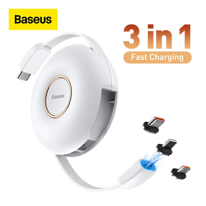 Baseus Magnetic 3 in 1 USB C Cable for iPhone 13 12 Charger USB Type C Fast Charging for Macbook Samsung Xiaomi Retractable Cord 1