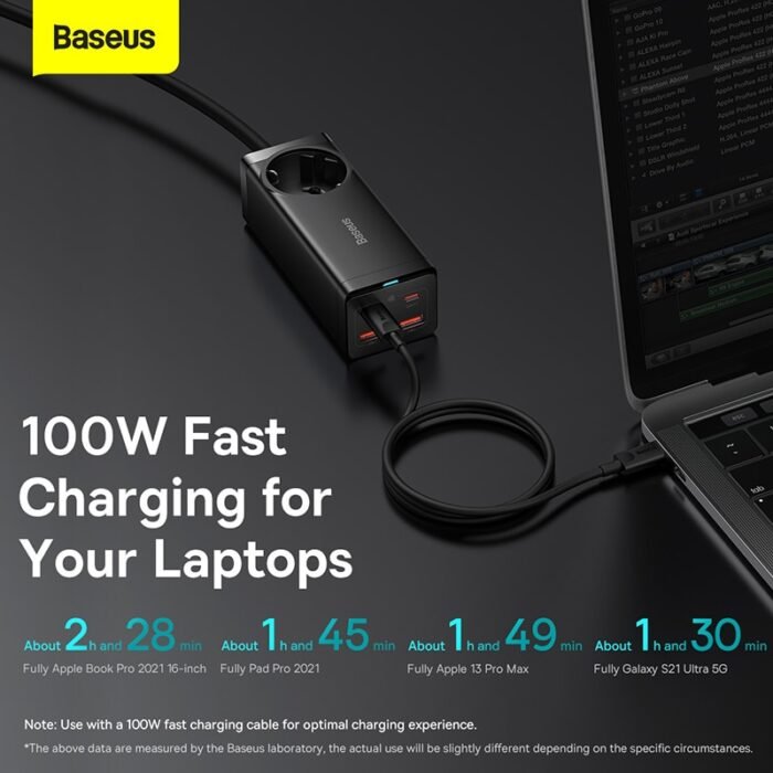 Baseus 100W GaN3 Pro Desktop Charger Power Strip Charging Station Fast Charger For iphone 13 12 Pro Max  Xiaomi Samsung Laptop 5