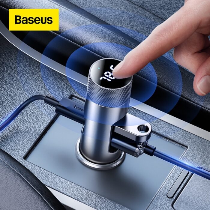 Baseus Car Charger FM Transmitter Modulator Bluetooth 5.0 Wireless Audio MP3 Player 3 USB Mobile Phone Charger for iPhone 1