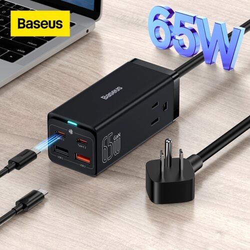 Baseus 65W GaN3 Pro Desktop Charger Power Strip US Plug Charging Station Fast Charger For iphone 13 12 Xiaomi  Samsung Laptop 1