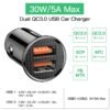 Baseus 30W Car Charger QC 4.0 QC 3.0 For Xiaomi Huawei Supercharge SCP Samsung AFC PD Fast Charging For IP USB C Phone Charger 3