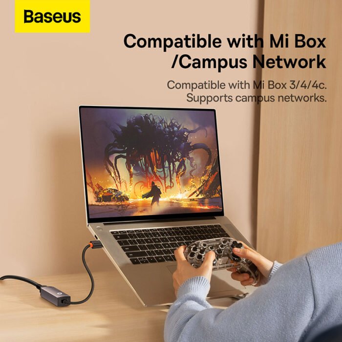 BASEUS USB C Ethernet Network Adapter for Macbook Pro Air USB to RJ45 Ethernet Adapter for Xiaomi Mi TV Box S Network Card 4