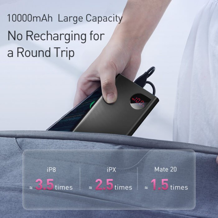 Baseus Power Bank 10000mAh with 20W PD Fast Charging Powerbank Portable Battery Charger PoverBank For iPhone 12Pro Xiaomi Huawei 3