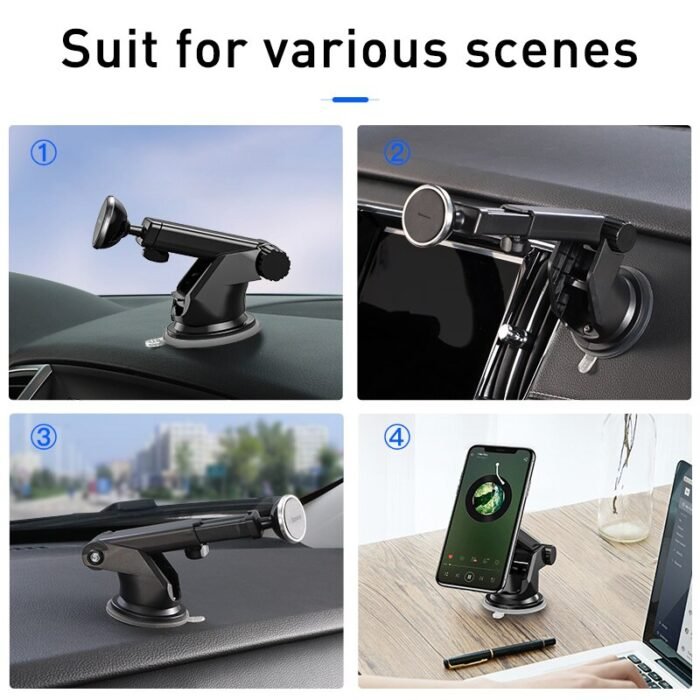 Baseus Telescopic Car Phone Holder For iPhone Cell Mobile Phone Windshield Dashboard Suction Cup Car Mount Magnetic Holder Stand 6