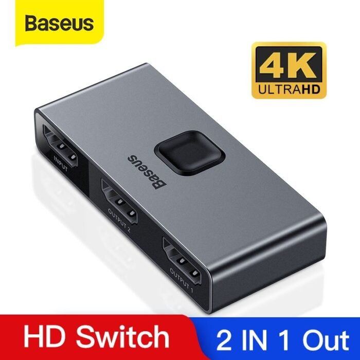 Baseus HDMI-compatible Switcher 4K 60Hz Bi-Direction 1x2/2x1 HDR Audio Adapter for PS4 TV Box 4K HD HDMI-compatible Switcher 1