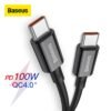 Baseus 100W USB C to USB Type C Cable for MacBook Pro Quick Charge 4.0 Fast Charging for iPad Samsung Xiaomi mi 10 Charge Cable 1