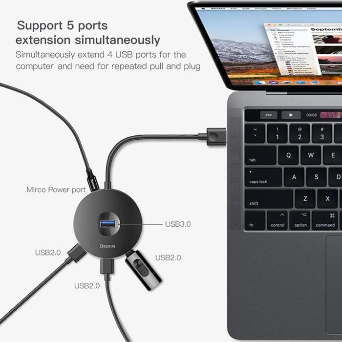 Baseus USB HUB USB 3.0 USB C HUB for MacBook Pro Surface USB Type C HUB USB 2.0 Adapter with Micro USB for Computer USB Splitter 2