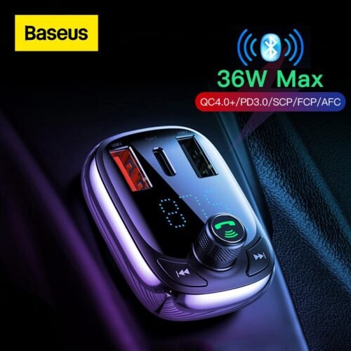 Baseus Quick Charge 4.0 Car Charger for Phone FM Transmitter Bluetooth Car Kit Audio MP3 Player Fast Dual USB Car Phone Charger 1