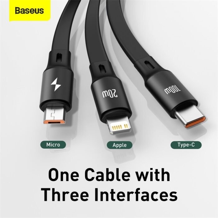 Baseus 100W USB C Cable For iPhone 12 Retractable 3 in 1 Type C Micro USB Cable Fast Charge For Macbook Samsung Data Wire Cord 5