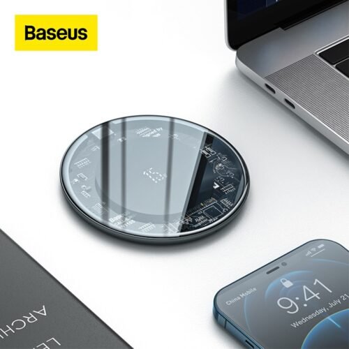 Baseus 15W Fast Qi Wireless Charger For iPhone 13 12 Pad Visible Element Wireless Charging Pad For Samsung S21 S10+ Note 9 10 1