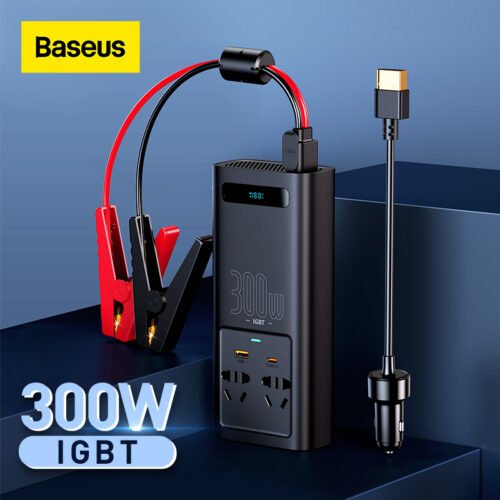 Baseus 300W Car Inverter DC 12V to AC 220V Digital Display  Auto Power Inversor USB Type C Fast Charger For Car Power Adapter 1