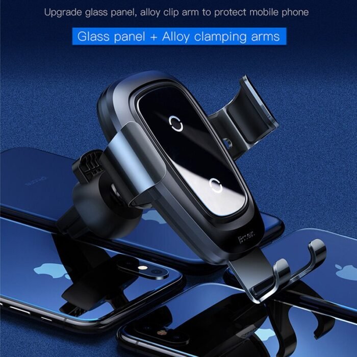 Baseus Car Phone Holder for iPhone 11 Pro Samsung Wireless Charger Mobile Phone Holder Stand Air Vent Mount Gravity Car Holder 6
