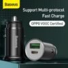 Baseus 30W Metal Car Charger for Samsung AFC Quick Charge 4.0 for Xiaomi Huawei SCP Auto Type C PD Fast Car Mobile Phone Charger 6