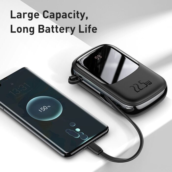 Baseus Power Bank 20000mAh PD Fast Charging Powerbank Built in Cables Portable Charger External Battery Pack For Phone 4