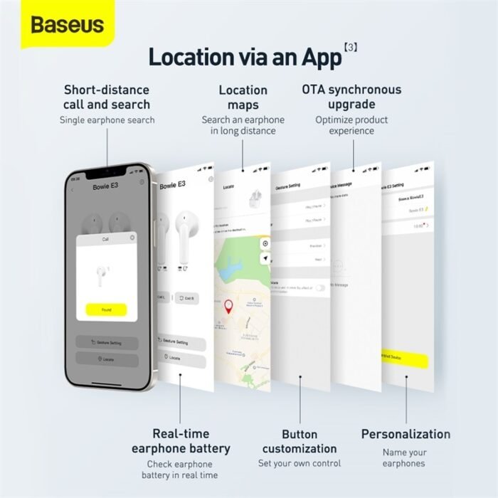 Baseus Bowie E3 fone Bluetooth Headphone Wireless Headphones TWS earphones, Fast charging, 0.06 second delay, Location APP 4