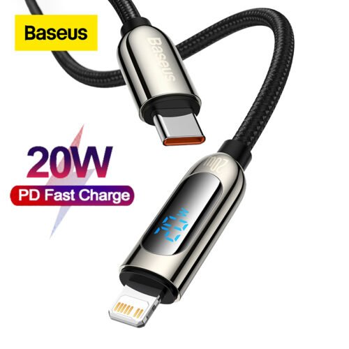 Baseus 20W PD USB C Cable Fast Charging Cable for iPhone 13 12 11 Pro Max XR Digital Display Mobile Phone Data Cord for iphone 1