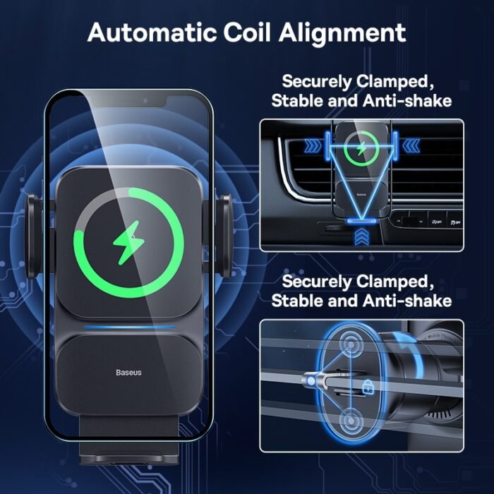 Baseus Automatic Alignment Car Phone Holder Wireless Charger For Samsung iPhone Xiaomi Phone Holder Car Holder Air Vent Holder 2