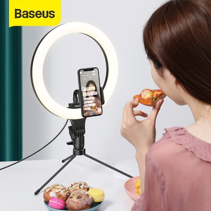 Baseus Dimmable LED Selfie Ring Light & Tripod USB Selfie Light Ring Lamp Big Photography Ringlight & Stand for Cell Phone Stand 1