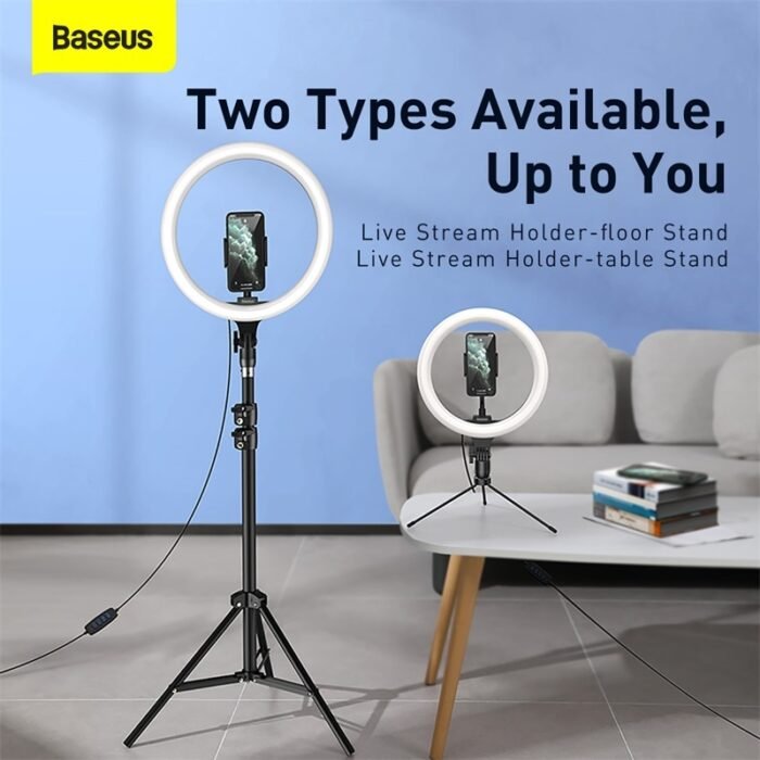 Baseus Dimmable LED Selfie Ring Light & Tripod USB Selfie Light Ring Lamp Big Photography Ringlight & Stand for Cell Phone Stand 2
