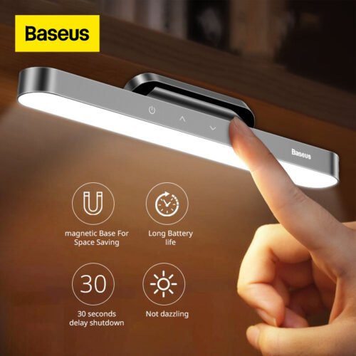 Baseus Night Light Hanging Magnetic LED Table Lamp Stepless Dimming Desk Lamp Rechargeable Cabinet Light For Bedroom Kitchen 1