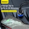 Baseus 65W PD Car Charger QC 4.0 QC 3.0 LED Display Type-C Fast Charger Quick Charger For iPhone Xiaomi USB Phone Charger In Car 3