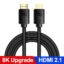 Baseus 8K HDMI-compatible Cable for Xiaomi Mi Box 8K/60Hz 4K/120Hz 48Gbps Digital Cables for PS5 PS4 Laptops Monitor Splitter 9