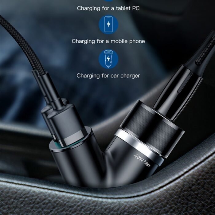 Baseus 40W Car Charger for Universal Mobile Phone Dual USB Car Cigarette Lighter Slot for Tablet GPS 3 Devices Car Phone Charger 5