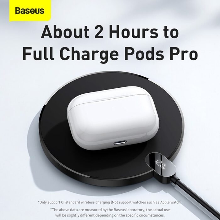 Baseus 15W Wireless Charger For iPhone 12 Samsung XiaoMi LED Display Desktop Wireless Charging Pad For Airpods Portable Charger 3