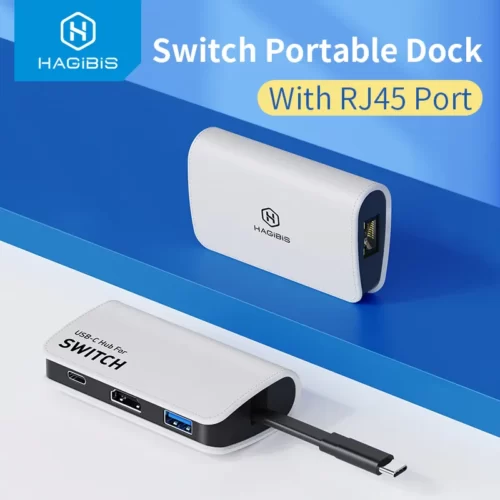 Hagibis Portable Dock for Nintendo Switch/OLED TV Dock Type-c to RJ45 Ethernet 4K HDMI-compatible USB3.0 Hub PD Docking Station
