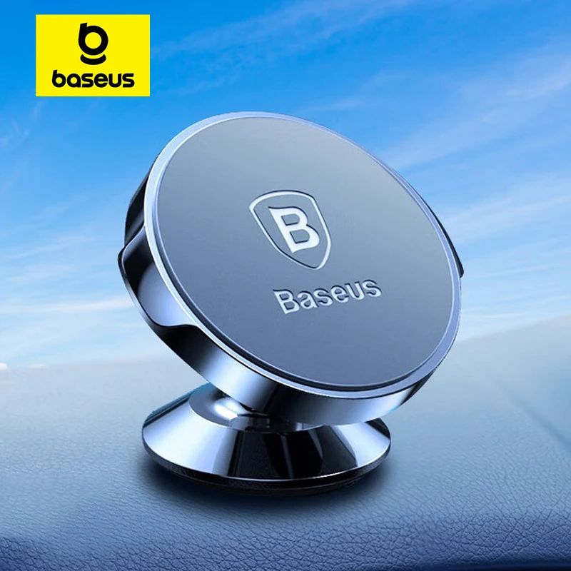 Baseus Magnetic Car Phone Holder for iPhone Xiaomi Huawei Full Rotation Metal Phone Holder Stand Sticker Universal Car Holder
