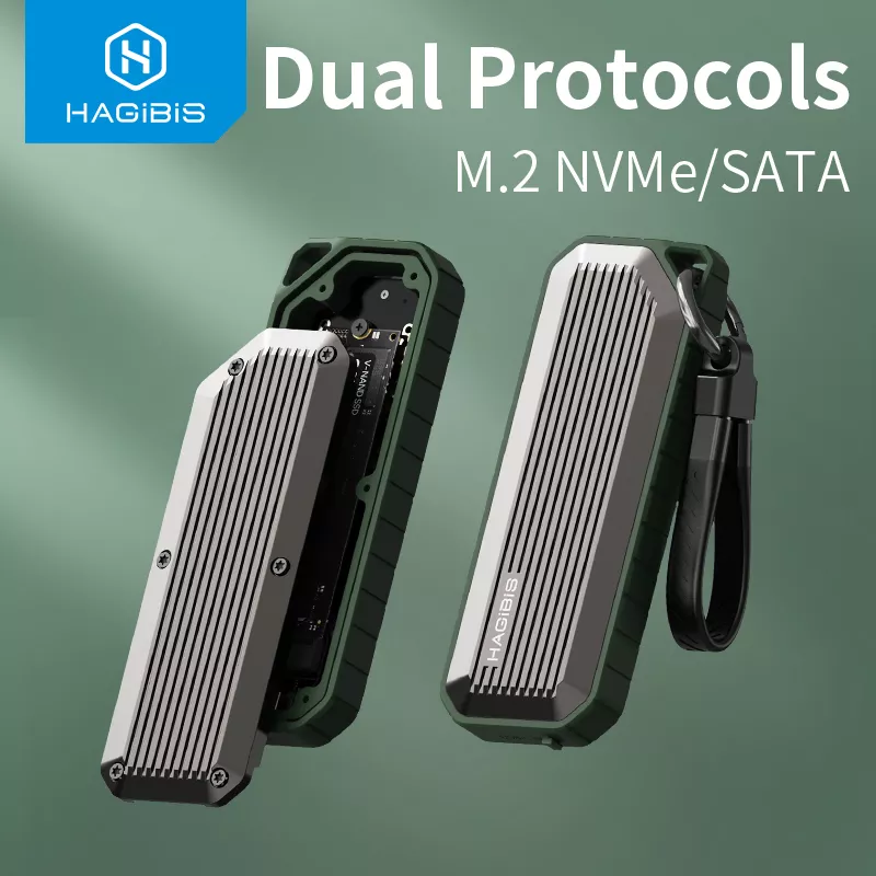 Hagibis M2 SSD Case NVMe NGFF SATA Dual Protocol SSD Enclosure M.2 to USB 3.1 Gen2 Adapter for NVME PCIE NGFF SATA SSD Disk Box