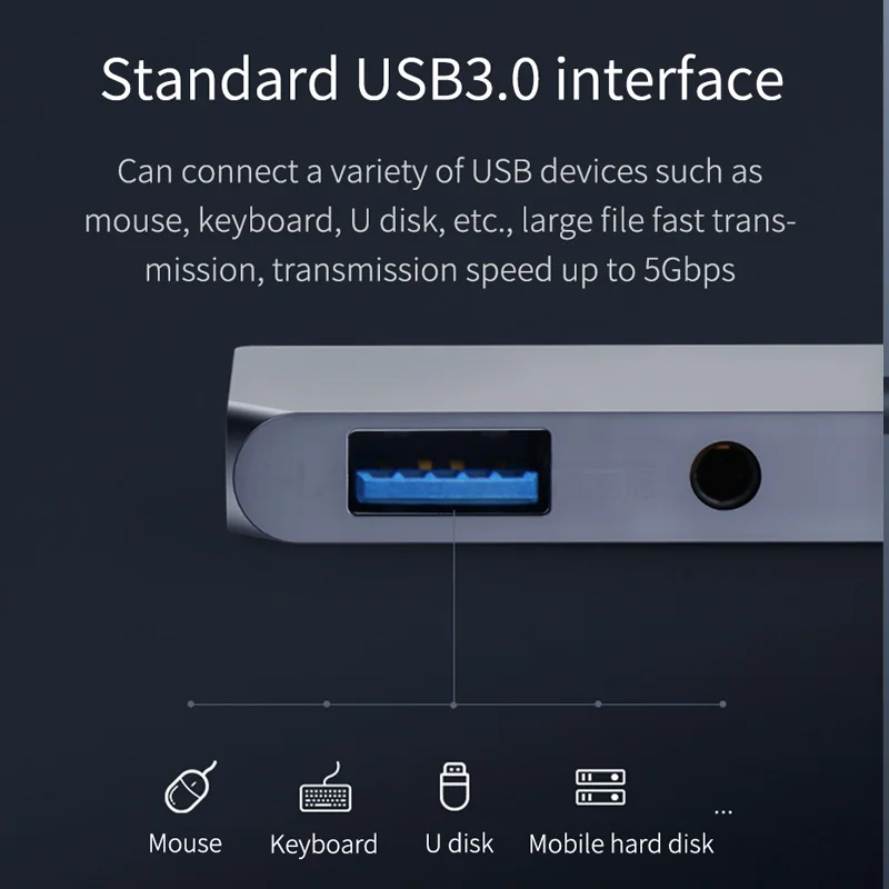 Hagibis USB C HUB TYPE-C to HDMI-compatible Adapter 3.5mm Audio PD Charging USB 3.0 Port Converter for iPad Pro Macbook Laptop 5